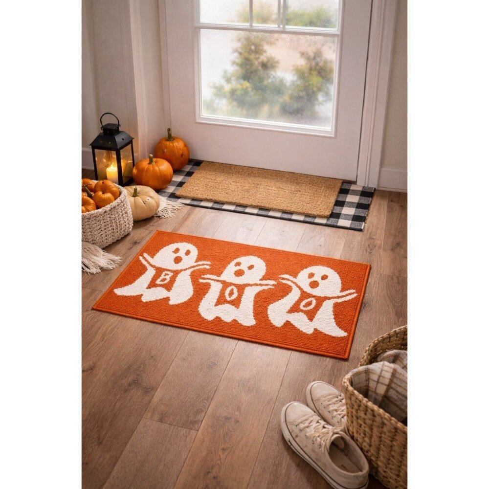 New Ghost Boo Door Mat Halloween Welcome Doormat Indoor Entrance Room Decor Rug